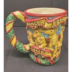 Vintage Fitz and Floyd Christmas 3D Reindeer Holiday Mug Collectible 1993